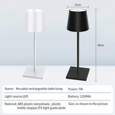 LED Desk Lamp Rechargeable Table Lamp 3 Levels Dimmable Bar Restaurant Ambiance Wireless Touch Lamps Waterproof Led Lights